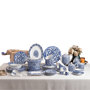 Vajilla de Porcelana Fina Ecológica de Lujo Minimalista con Diseño Floral, Apta para Lavavajillas y Microondas, Portátil - Product Image 1