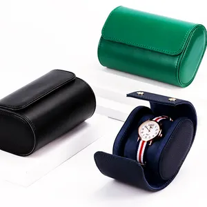 jóias triplo rodada Suppliers-Caixa de relógio redonda premium, caixa de relógio de couro pu
