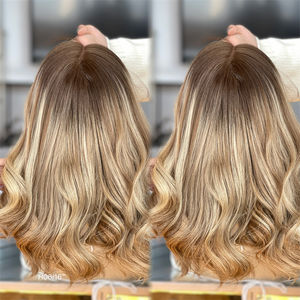 Venta al por mayor 100% cabello humano ruso HD encaje superior Kosher Rubio artificial Peluca de 17 pulgadas onda suelta - Product Image 5