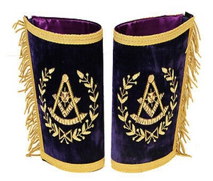 Tablier maçonnique grand passé maître 100% peau d'agneau avec chaîne collier poignets maçonnique brodé à la main tablier en fil de métal doré - Product Image 4