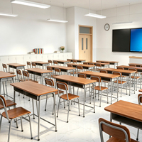 Fabricant de mobilier scolaire en gros du Zhejiang, pupitre scolaire en bois à deux places, table d'étude, chaises d'élève pour salle de classe