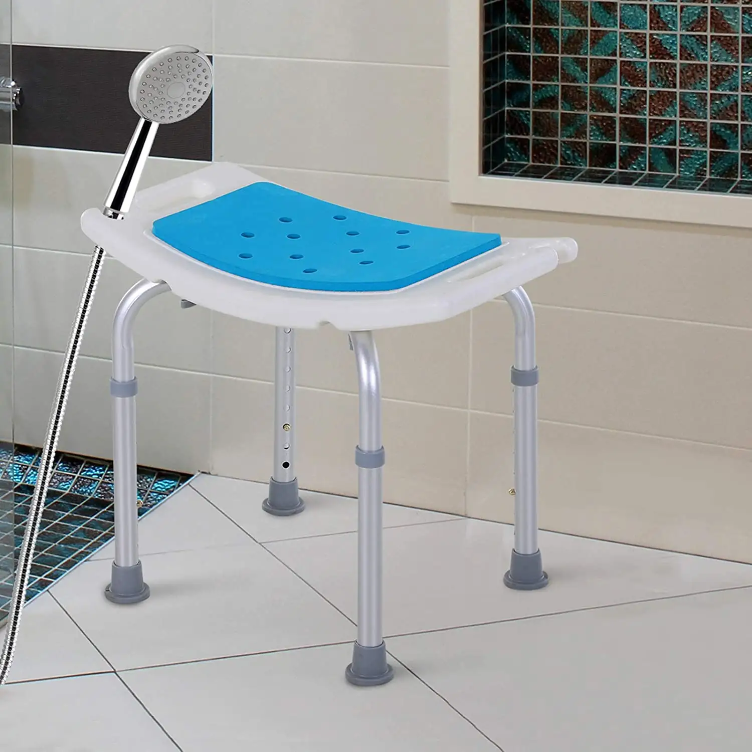 高齢者のためのツール無料インストールバスルームシャワーチェアパッド入りシャワーチェアシニア大人のシャワーのためのエクストラワイドチェア