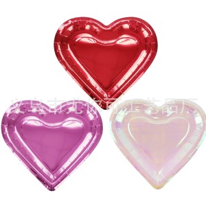 Valentine's Day Heart Shaped <b>Paper</b> Plates 10pcs 24x26cm <b>Red</b> Disposable Party Dessert Plates Modern Style Venue Props - Product Image 2