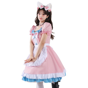 Costume de demoiselle d'honneur, robe rose et bleue avec nœud pour cosplay, jeu de rôle anime - Product Image 2