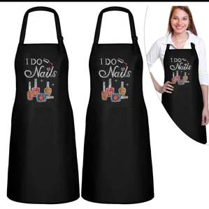 Tablier de beauté et de coiffure haut de gamme, personnalisé, uni, imperméable, noir, à longue sangle, pour artiste des ongles, de qualité supérieure, style américain - Product Image 2