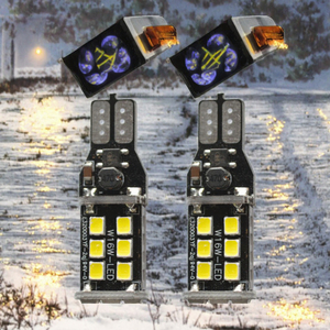 หลอดไฟรถยนต์สีฟ้า 12V รุ่น T15 4014 45smd แบบถอดรหัสได้ ไม่ใช่โพลาไรซ์ ไฟเลี้ยวความสว่างสูง พร้อมระบบ Canbus ไฟเบรก - Product Image 3