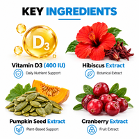 Capsules de soutien de la vessie à marque privée OEM, supplément nutritionnel quotidien à base de vitamine D3 et d'extrait de fleur d'hibiscus pour hommes et femmes, vente en gros