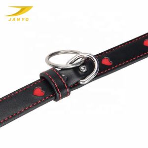 नई आगमन थोक पु चमड़ा हार्ट पैटर्न कॉलर फैशनेबल काले कुत्ते कॉलर - Product Image 5