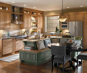<span class=keywords><strong>Isola</strong></span> da Cucina Classica in Stile Country di Lusso su Misura con Tavolo Personalizzato e Panca con Sedute, <span class=keywords><strong>Isola</strong></span> da Cucina Verniciata Marrone - Product Image 1