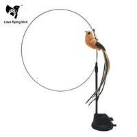 Love Flying Bird Jouet baguette à plumes pour chat avec fil d'acier long et ventouse à colle