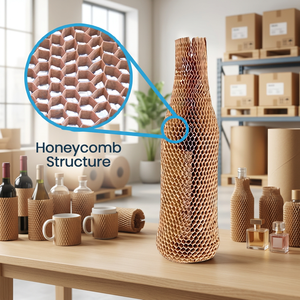 Eco-Friendly Flexible Honeycomb Core Kraft Paper Bottle Sleeve Protective Cushioning Wrap for <b>Glass</b> Bottles - Product Image 4