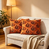 Bantal Boneka Poliester Seri Tengkorak Hantu Halloween Lintas Batas, Bordir 3D, Isi Kapas PP, 31cm-50cm, Dekorasi Liburan