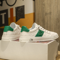 Baskets de skate personnalisées blanches à lacets pour hommes, en maille respirante, antidérapantes, imperméables, en cuir véritable, chaussures de sport printemps