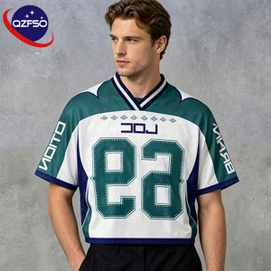QZFSO Custom Hip Hop Vintage Sublimation Soccer T Shirt American Football Uniform <b>Top</b> Rhinestone Mesh Fabric Rugby Sport Jersey - Product Image 1