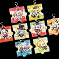 Pendentif carré en acrylique personnalisé avec découpe, porte-clés connectable avec personnage Chibi, stock stable, illustration personnalisée
