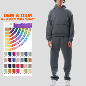 Ensemble survêtement 2 pièces en coton pour homme, personnalisable, streetwear, sweat-shirt à capuche et pantalon de jogging vierge, pour la vente en gros - Product Image 1