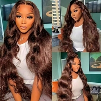 Rambut Manusia Virgin Brazil Body Wave HD Lace Front 13X4 # 4/27 Body Wave untuk Wig Lace Front dengan Panjang Rambut yang Panjang untuk Wanita Kulit Hitam
