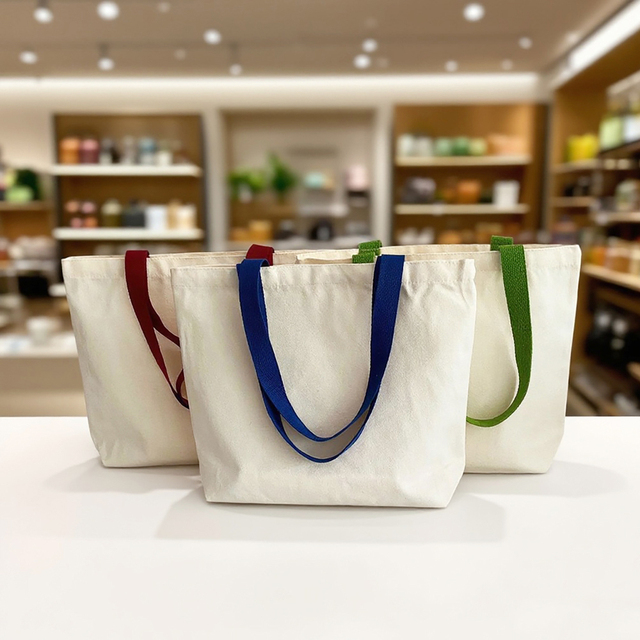 Handle 100% Cotton Tote Bag Reusable Shopping Heavy Duty Eco-Friendly Recyclable Grocery Handbag Customizable Options