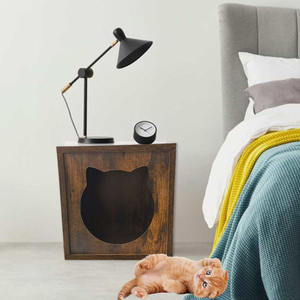 Katı ahşap kapalı Pet evler mobilya oturma odası kediler kafes End masa ahşap kedi evi - Product Image 6