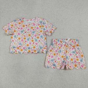 Conjuntos de Ropa para Niñas Estilo Casual de Jardín con Flores, Nuevos Diseños de Verano con Bordes Festoneados, Conjuntos de Ropa a Juego para Hermanas - Product Image 3