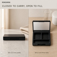 Palette de maquillage vide noire personnalisée, étui compact cosmétique avec miroir, emballage en plastique pour fards à paupières, blush et poudre, pour les marques de beauté