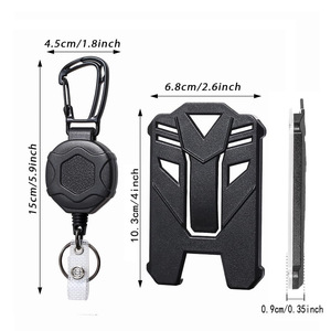 Cordon hexagonal en acier épaissi, facile à tirer, pour sac à dos de montagne, porte-clés extérieur, noir avec sangle détachable. - Product Image 3