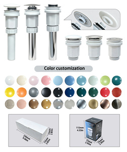 Goulotte de lavabo escamotable G1 1/4 avec panier anti-colmatage et trop-plein en acier inoxydable et plastique pour lavabo de salle de bain, système Click Clack - Product Image 5