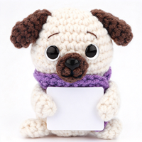 Peluche de bouledogue au crochet avec carte, décoration de bureau pour le soutien émotionnel, cadeau pour femmes, hommes et collègues