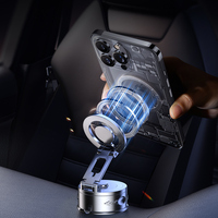 Support de téléphone portable pour voiture et bureau, en alliage d'aluminium, pliable, à ventouse magnétique, rotatif à 360 degrés, compatible avec iPhone