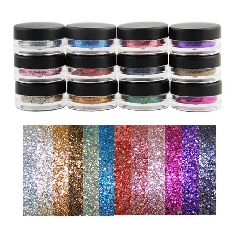 VV-40r Cosmetic High Grade Body Art Glitter For Face Eyes And Hair Makeup 3 In 1 Glitter Set With Primer