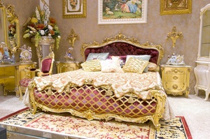 Antique <strong>French</strong> <strong>Provincial</strong> Carved Elegant Bed Set Bedroom <strong>Furniture</strong>