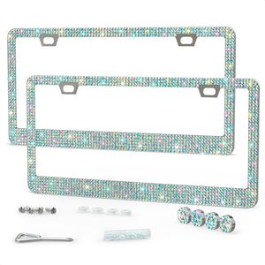 Marco para Matrícula Liberhaus Bling de 12.16 x 6.18 Pulgadas con Diamantes de Imitación Brillantes para Decoración de Automóviles, con Tornillos y Tapas - Product Image 1