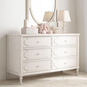Kak — ensemble de chambre à coucher <span class=keywords><strong>blanche</strong></span> antique, style français, vêtements de <span class=keywords><strong>commode</strong></span> en bois, 6 tiroirs avec miroir - Product Image 2