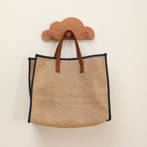 Sacs fourre-tout réutilisables <span class=keywords><strong>en</strong></span> paille tressée de haute qualité pour femmes, avec poignée <span class=keywords><strong>en</strong></span> <span class=keywords><strong>cuir</strong></span>, pour le shopping et les voyages - Product Image 2