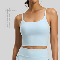 Superbe soutien-gorge de sport pour femme à dos froncé, avec bonnets intégrés, maintien antichoc, bretelles fines, style débardeur de yoga pour l'entraînement et la course à pied
