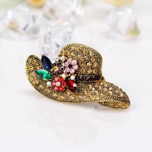 Broche de Moda Dourado Antigo Criativo Vintage com Flor de Cristal para Chapéu de Sol de Palha, Distintivo para Vestuário Diário e Cardigãs - Product Image 3
