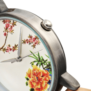 Orologio da polso donna donna stile personalizzato in pelle vintage design floreale dipinto orologio analogico per le donne - Product Image 3