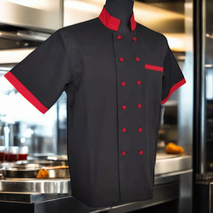 Chaquetas de Chef Unisex Abrigo de camarero de algodón y poliéster de verano con mangas cortas en la espalda y uniformes de <span class=keywords><strong>restaurante</strong></span> de malla para axilas - Product Image 6