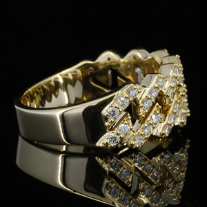 Anello Geometrico F977 con Diamanti, Montatura Pavé, Pietra Naturale Rotonda, Anelli Unisex per Matrimonio e Moda - Product Image 6