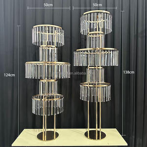 Support de fleurs de table en métal doré et cristal pour mariage et décoration de fête - Grande Vente - Product Image 5