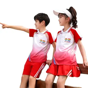 Uniformes escolares con logotipo personalizado, polo, ropa deportiva corta, 2 piezas