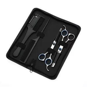 Kit professionnel de <span class=keywords><strong>ciseaux</strong></span> de coupe de cheveux, ensemble de <span class=keywords><strong>ciseaux</strong></span> à dents plats avec peigne pour barbiers et coiffure 4 pièces - Product Image 3