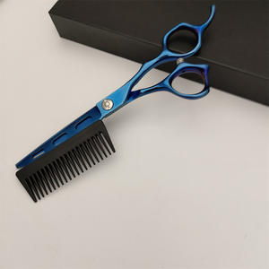 Tijeras Profesionales para Cabello JJ con Peine, Hoja Afilada de Acero Inoxidable, Mango Largo de 62 mm, para Peluquería - Product Image 2