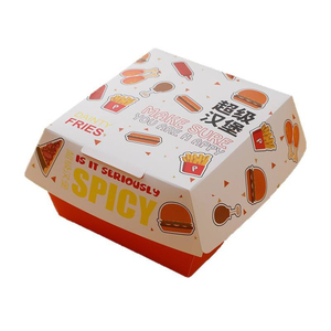 Caja para Hamburguesas para Llevar, Ecológica, Impermeable, de Grado Alimenticio, Caja de Papel para Empacar Hamburguesas y Pollo Frito - Product Image 1