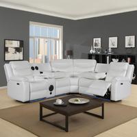 HOMERS Air Leder-Ecksofa mit elektrischer Relaxfunktion |   Heimkino-Sitzgruppe |   LED-Licht |   Bluetooth-Lautsprecher |   Pflegeleichtes Kunstleder
