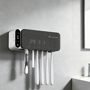 Stérilisateur de brosses à dents mural UV avec fenêtre transparente, affichage numérique, support familial pour brosses à dents avec ventilateur et chauffage - Product Image 6