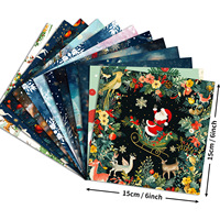 12 Feuilles de Matériaux de Base pour Carnet de Notes DIY, Motif Flocon de Neige de Noël Rêveur, pour Découpe, Fabrication de Cartes et Impression de Fond, Baide Jiangxi Chine