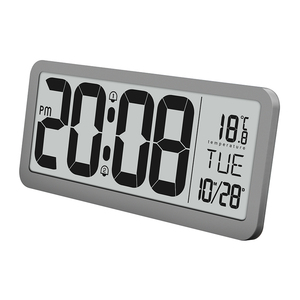 Reloj de pared digital inteligente con pantalla LCD grande, color plateado, funciona con pilas - Product Image 2