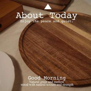 Décor à la maison <span class=keywords><strong>table</strong></span> <span class=keywords><strong>basse</strong></span> pièce maîtresse en <span class=keywords><strong>bois</strong></span> d'acacia rond décoratif plateau de service plateau en <span class=keywords><strong>bois</strong></span> pain charcuterie planche à fromage - Product Image 5