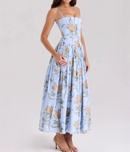 Elegante e Delicato <span class=keywords><strong>Abito</strong></span> Floreale con Collo all'Americana in Stile Europeo e Americano per Donne - Product Image 2